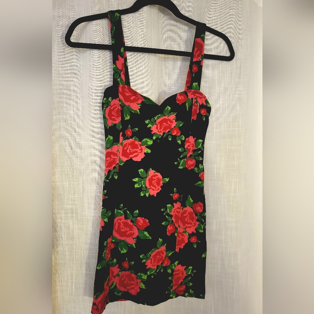 Motel Rocks Rose Floral Bodycon Minidress with Unique Back